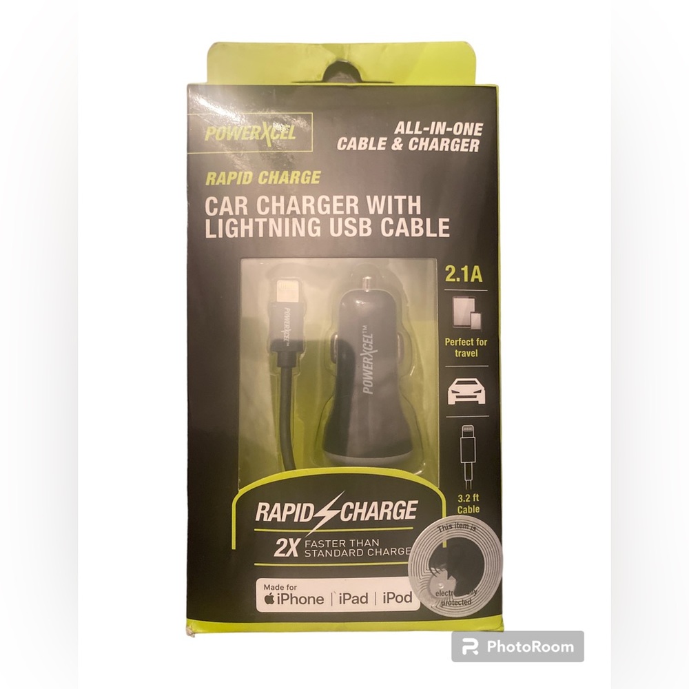 Rapid charge car charger with lightning USB Cable